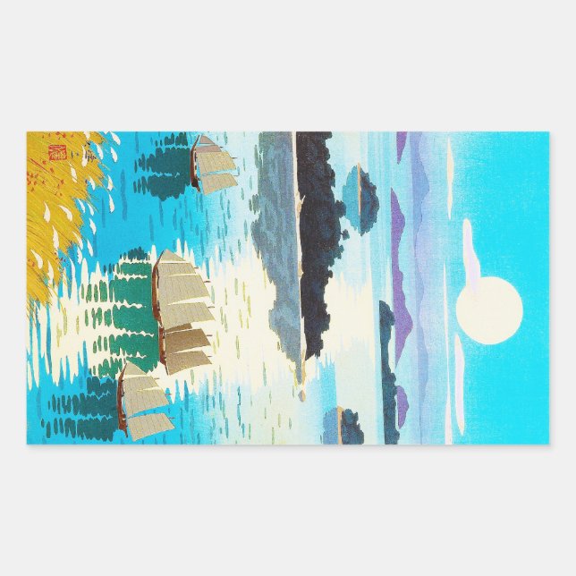 Sticker Rectangulaire Cool oriental japonais Kawai Kenji Sunset Lake (Devant)
