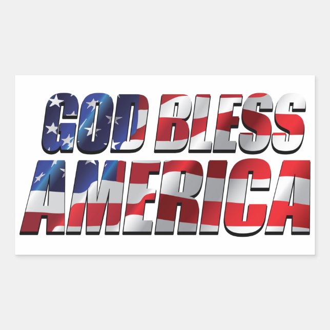 Sticker Rectangulaire Cool patriotique et merveilleux Dieu bénisse l'Amé (Devant)