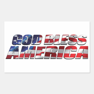 Sticker Rectangulaire Cool patriotique et merveilleux Dieu bénisse l'Amé