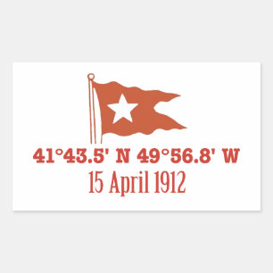 Sticker Rectangulaire Coordonnées GPS Titanic Sinking et drapeau étoile 