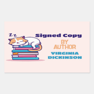 Sticker Rectangulaire Copie signée Auteur Livre Signer Cute Cat