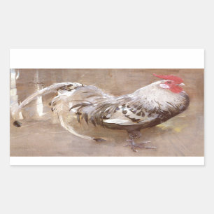 Sticker Rectangulaire Coq blanc et noir