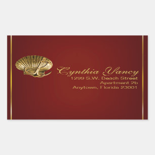 Sticker Rectangulaire Coquillage ancré Nautique bordeaux