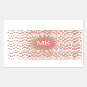 Sticker Rectangulaire Coral Spice Scribble ZigZag Chevron Motif