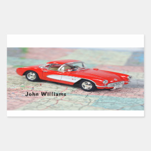 Sticker Rectangulaire Corvette 1957 sur la carte routière