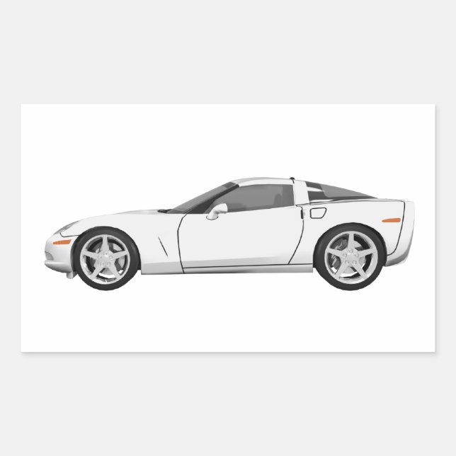Sticker Rectangulaire Corvette blanche : (Devant)