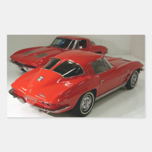 Sticker Rectangulaire Corvette rouge de la fenêtre à fente classique