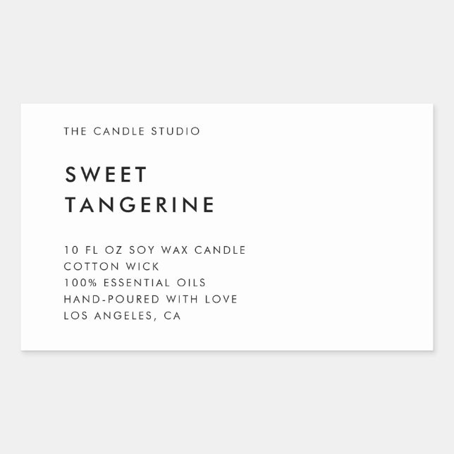 Sticker Rectangulaire Cosmétique minimaliste moderne de bougie d'emballa (Devant)
