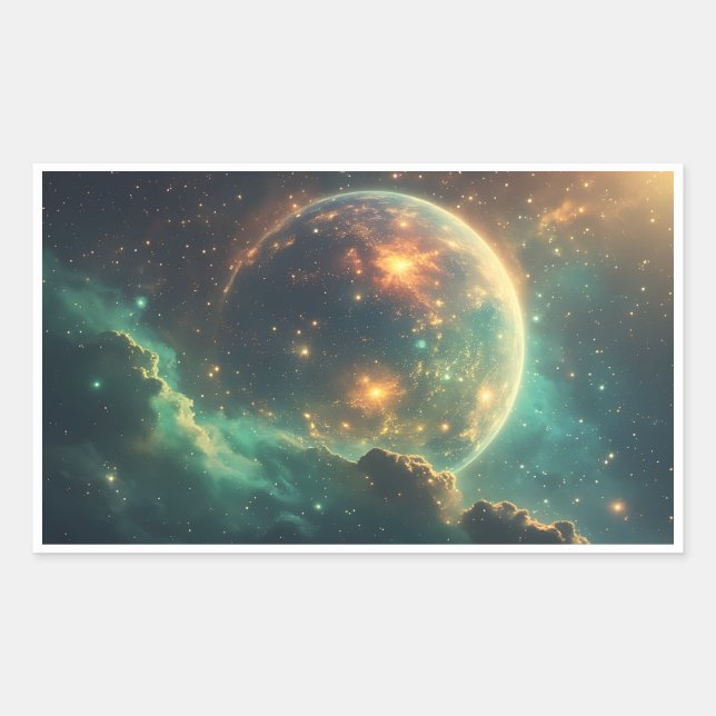 Sticker Rectangulaire Cosmic Dawn Nebula Design (Devant)