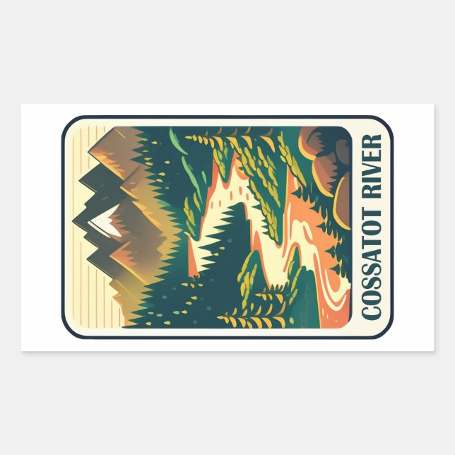 Sticker Rectangulaire Cossatot River Arkansas Colors (Devant)