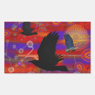 Sticker Rectangulaire Coucher de soleil sur le lac Wendouree Art aborigè