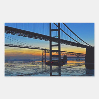 Sticker Rectangulaire Coucher de soleil sur le pont de la baie de Chesap