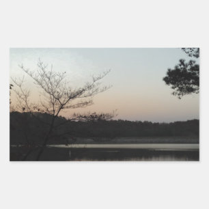 Sticker Rectangulaire Coucher le soleil, lever la lune sur le lac Arrowh