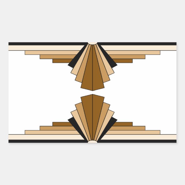 Sticker Rectangulaire Couches Art Déco en Tan (Devant)