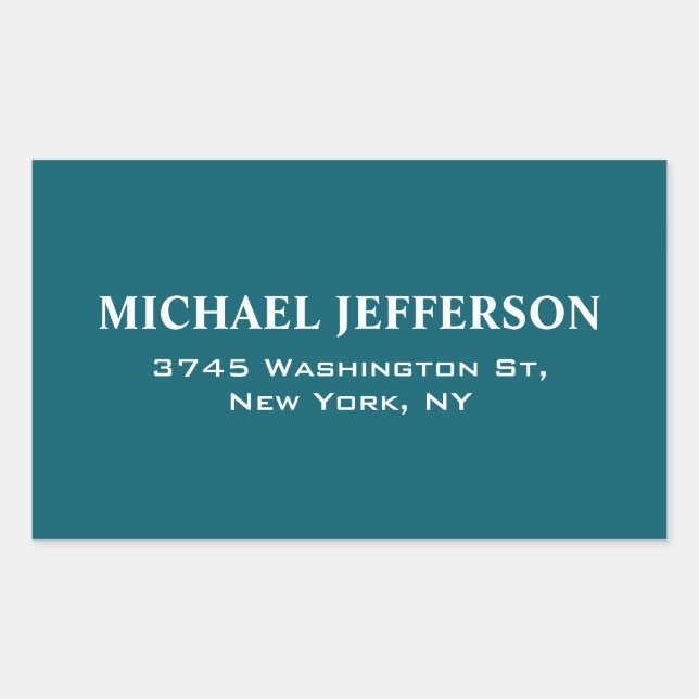 Sticker Rectangulaire Couleur Turquoise foncée chic personnalisée (Devant)