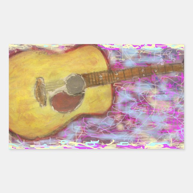 Sticker Rectangulaire Couleurs de guitare acoustique (Devant)