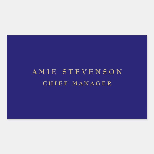 Sticker Rectangulaire Couleurs d'or bleu Professional Classic Plain (Devant)