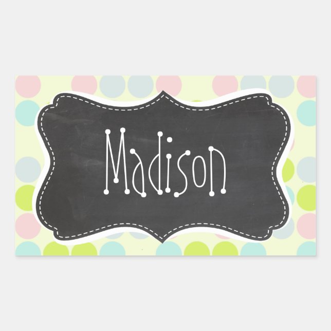 Sticker Rectangulaire Couleurs pastel, Pointe Polka ; tableau Vintage (Devant)