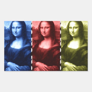 Sticker Rectangulaire Couleurs primaires Mona Lisa Poster de animal