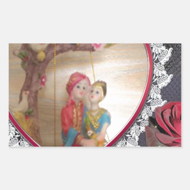Sticker Rectangulaire Couple asiatique de mariage sur une balançoire en  (Devant)