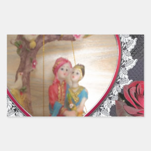 Sticker Rectangulaire Couple Mariage asiatique sur l'art de la bascule c