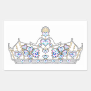 Sticker Rectangulaire couronne d'argent diamants de coeur mode brillante