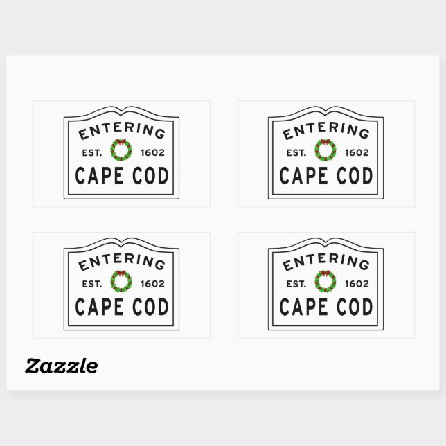 Sticker Rectangulaire Couronne de Noël entrant Cape Cod (Feuille)