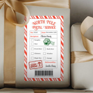 Sticker Rectangulaire Courrier de Noël de Père Noël Livraison du Pôle No
