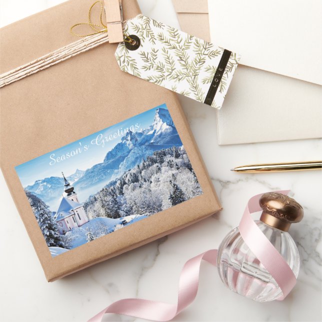 Sticker Rectangulaire Coutume de scène hivernale (Cadeaux)