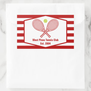 Sticker Rectangulaire Coutume Tennis Country Club Red Stried
