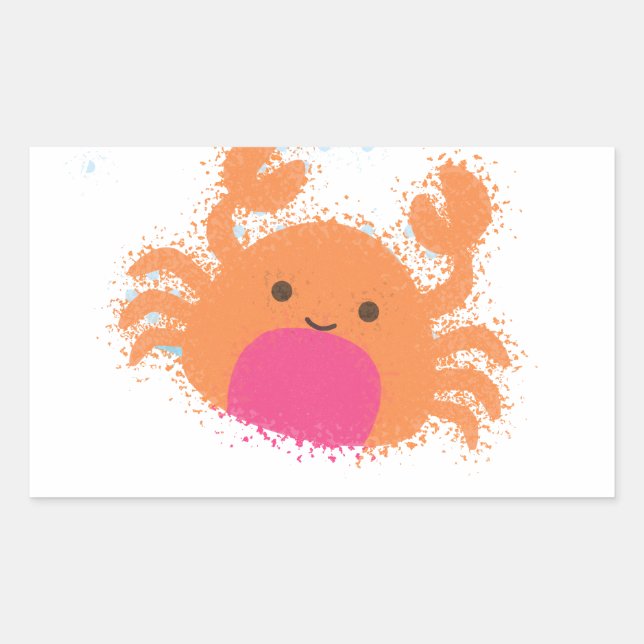Sticker Rectangulaire Crabe caricaturale orange (Devant)