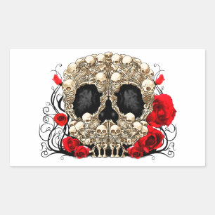 Sticker Rectangulaire Crâne à sucre - Design de tatouage