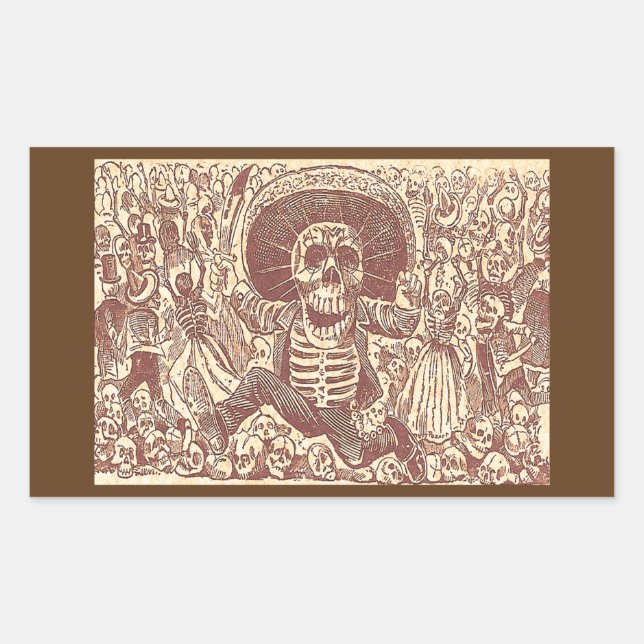 Sticker Rectangulaire Crâne de Oaxaca, La Calavera Oaxaqueña (Devant)