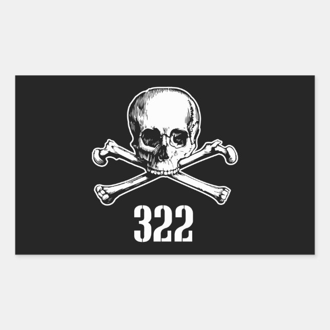 Sticker Rectangulaire Crâne et os 322 (Devant)