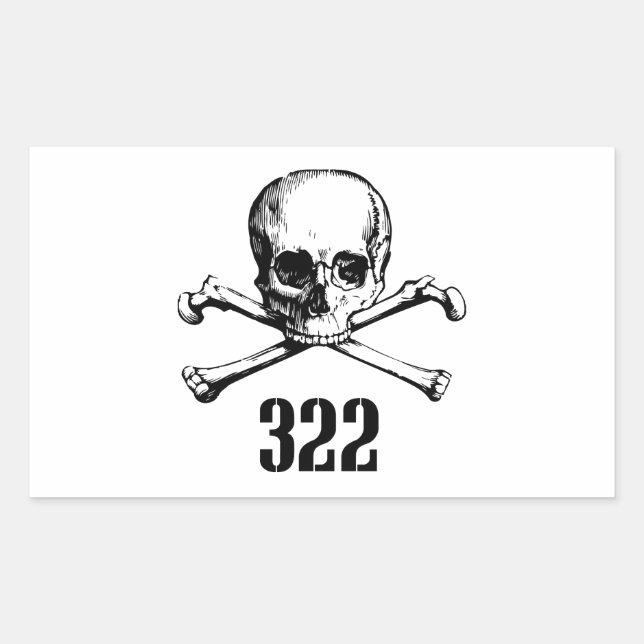Sticker Rectangulaire Crâne et os 322 (Devant)