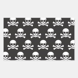 Sticker Rectangulaire Crâne et os croisés