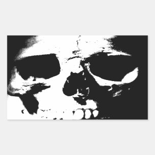 Sticker Rectangulaire Crâne noir et blanc