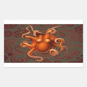 Sticker Rectangulaire Créature du monstre de la mer d'Octopus Cephalapod