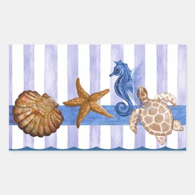 Sticker Rectangulaire Créatures marines nautiques (Devant)