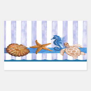 Sticker Rectangulaire Créatures marines nautiques