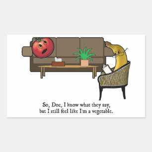 Sticker Rectangulaire Crise de l'identité, tomate voit un psychiatre