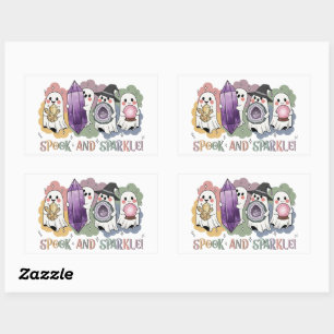 Sticker Rectangulaire Cristaux Fantômes mignons Halloween Magique