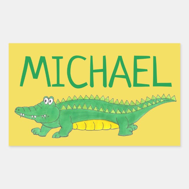 Sticker Rectangulaire Crocodile crocodile alligator vert personnalisé (Devant)