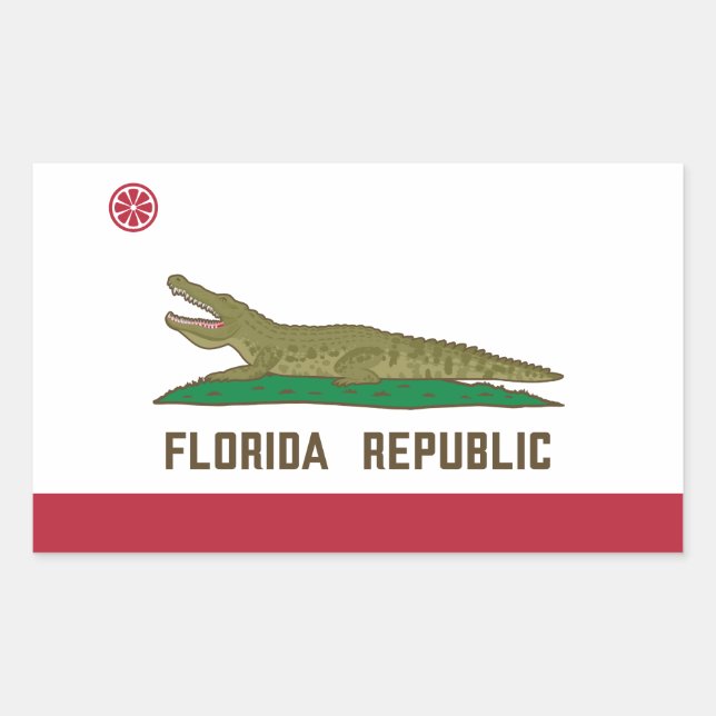 Sticker Rectangulaire Crocodile du drapeau de la République de Floride (Devant)