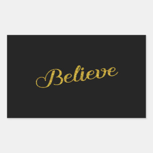 Sticker Rectangulaire Croire Gold Faux Parties scintillant Metallic Insp