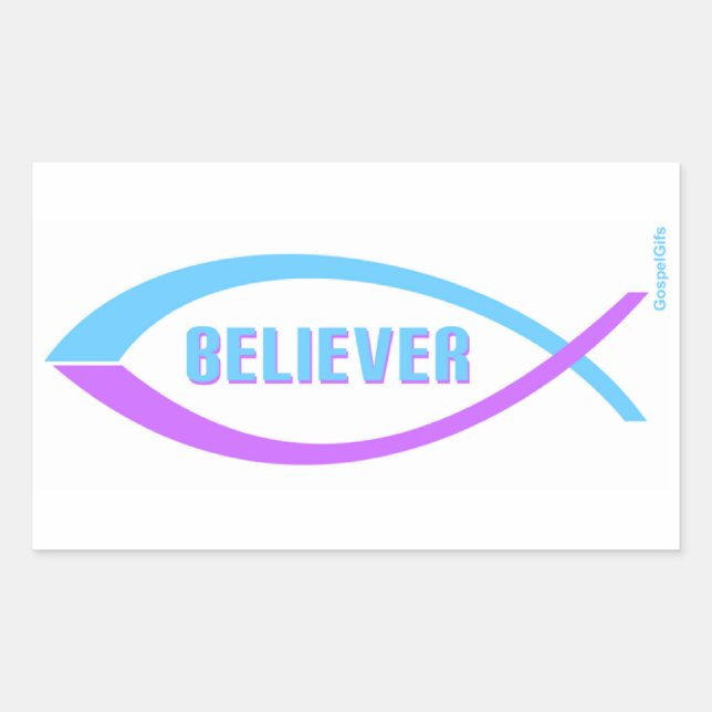 Sticker Rectangulaire Croyant Christian Fish design (Devant)