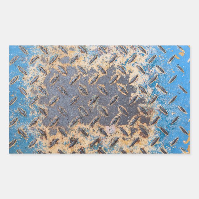 Sticker Rectangulaire Cuivre bleu Grunge Vieux Métal Corrosion (Devant)
