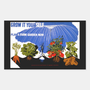 Sticker Rectangulaire Cultiver soi-même ~ Plante un jardin agricole main