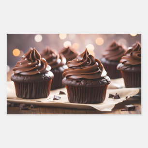 Sticker Rectangulaire Cupcakes au chocolat
