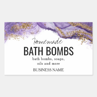 Sticker Rectangulaire Custom Bath Bomb Label Template – Editable Logo & 